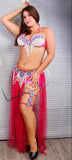 Handmade belly dance suit - made of tulle and embroidered with pearls