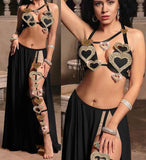 Handmade belly dance suit - Hearts embroidered