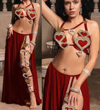 Handmade belly dance suit - Hearts embroidered