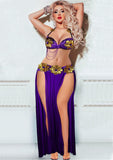 Two pieces belly dance suit with shiny rings