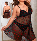 Chiffon lingerie with hearts print