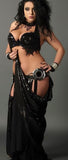 Belly dance suit made of chiffon and leather