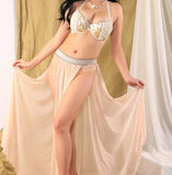 Two-piece belly dance suit - embroidered with pearls and mother of pearl