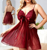 Lingerie chiffon with lace from the chest - with a satin bow in the front