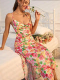 Cotton dress - floral print - open from both sides
