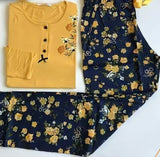 Two-piece cotton pajama - the pants are floral